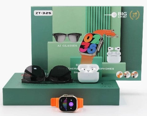 Coffret lunette connectée + montre connectée + écouteurs sans fil + 7 bracelets interchangeables